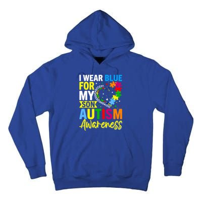 I Wear Blue For My Son Autism Awareness Graphic Gift Tall Hoodie