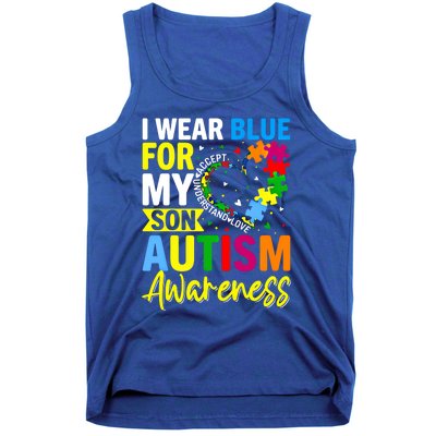 I Wear Blue For My Son Autism Awareness Graphic Gift Tank Top