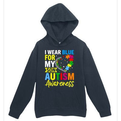 I Wear Blue For My Son Autism Awareness Graphic Gift Urban Pullover Hoodie