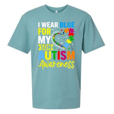 I Wear Blue For My Son Autism Awareness Graphic Gift Sueded Cloud Jersey T-Shirt