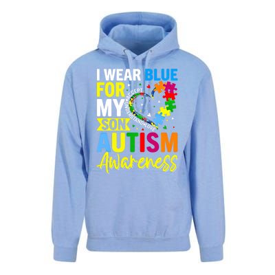 I Wear Blue For My Son Autism Awareness Graphic Gift Unisex Surf Hoodie