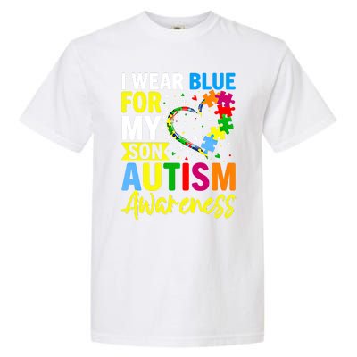 I Wear Blue For My Son Autism Awareness Graphic Gift Garment-Dyed Heavyweight T-Shirt