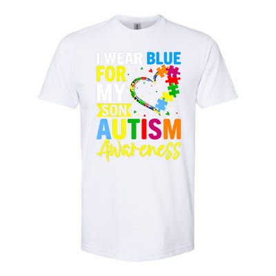 I Wear Blue For My Son Autism Awareness Graphic Gift Softstyle CVC T-Shirt