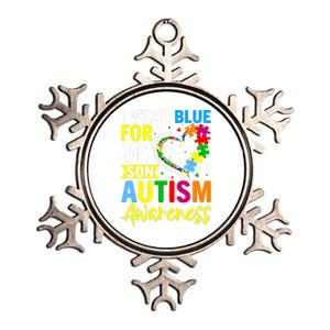 I Wear Blue For My Son Autism Awareness Graphic Gift Metallic Star Ornament