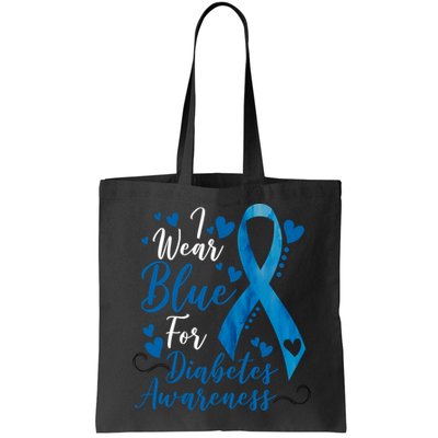 I Wear Blue For Diabetes Ribbon Awareness Bag