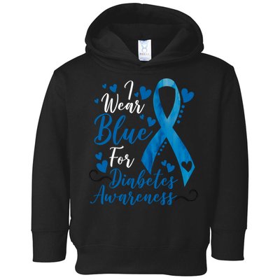 I Wear Blue For Diabetes Ribbon Awareness Toddler Hoodie