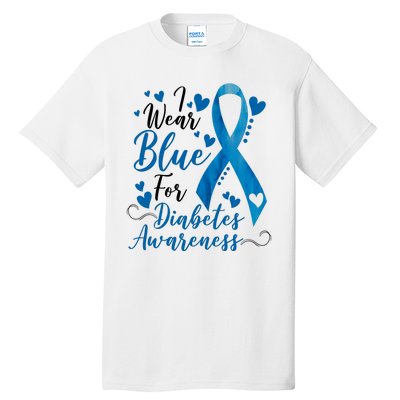 I Wear Blue For Diabetes Ribbon Awareness Tall T-Shirt