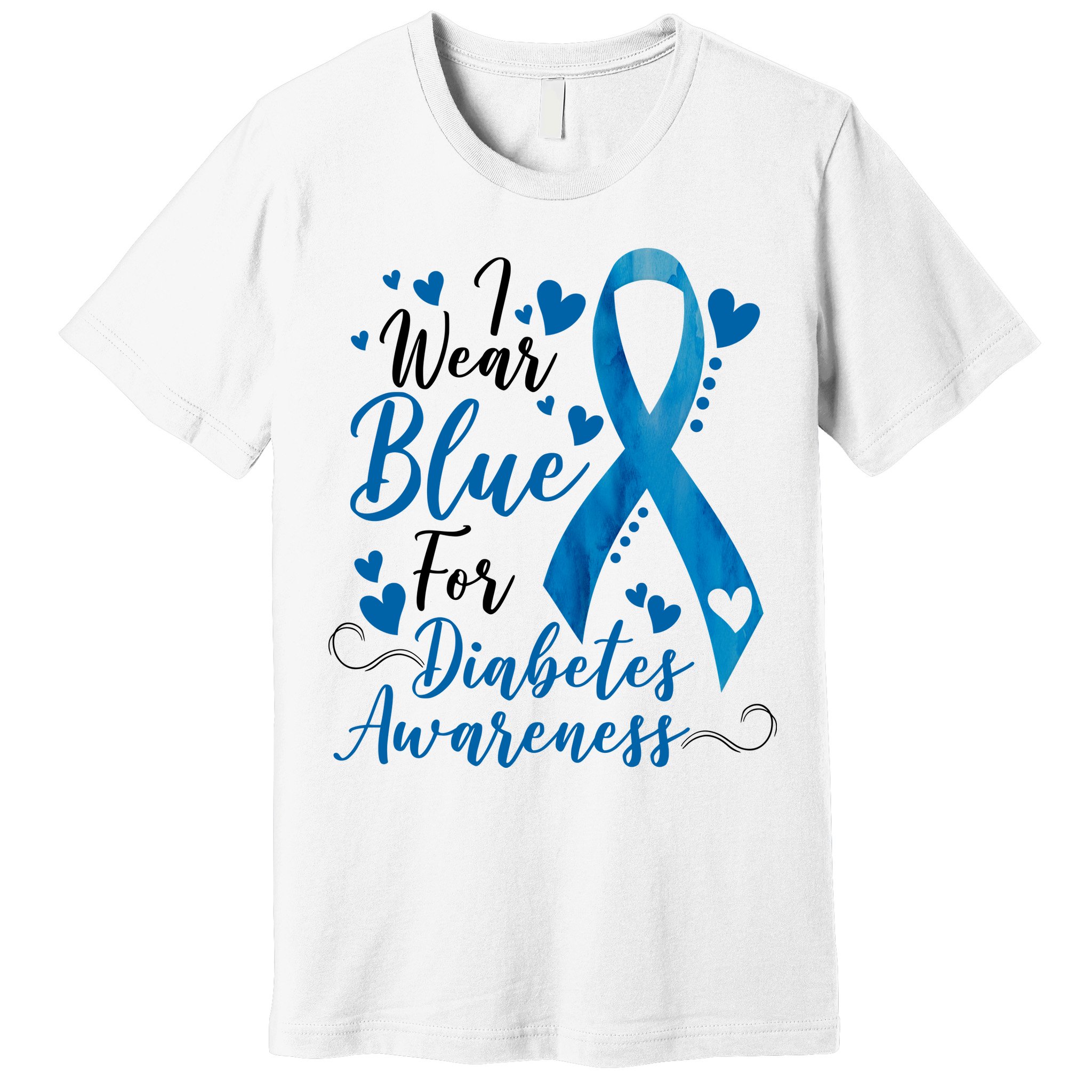 I Wear Blue For Diabetes Ribbon Awareness Premium T-Shirt