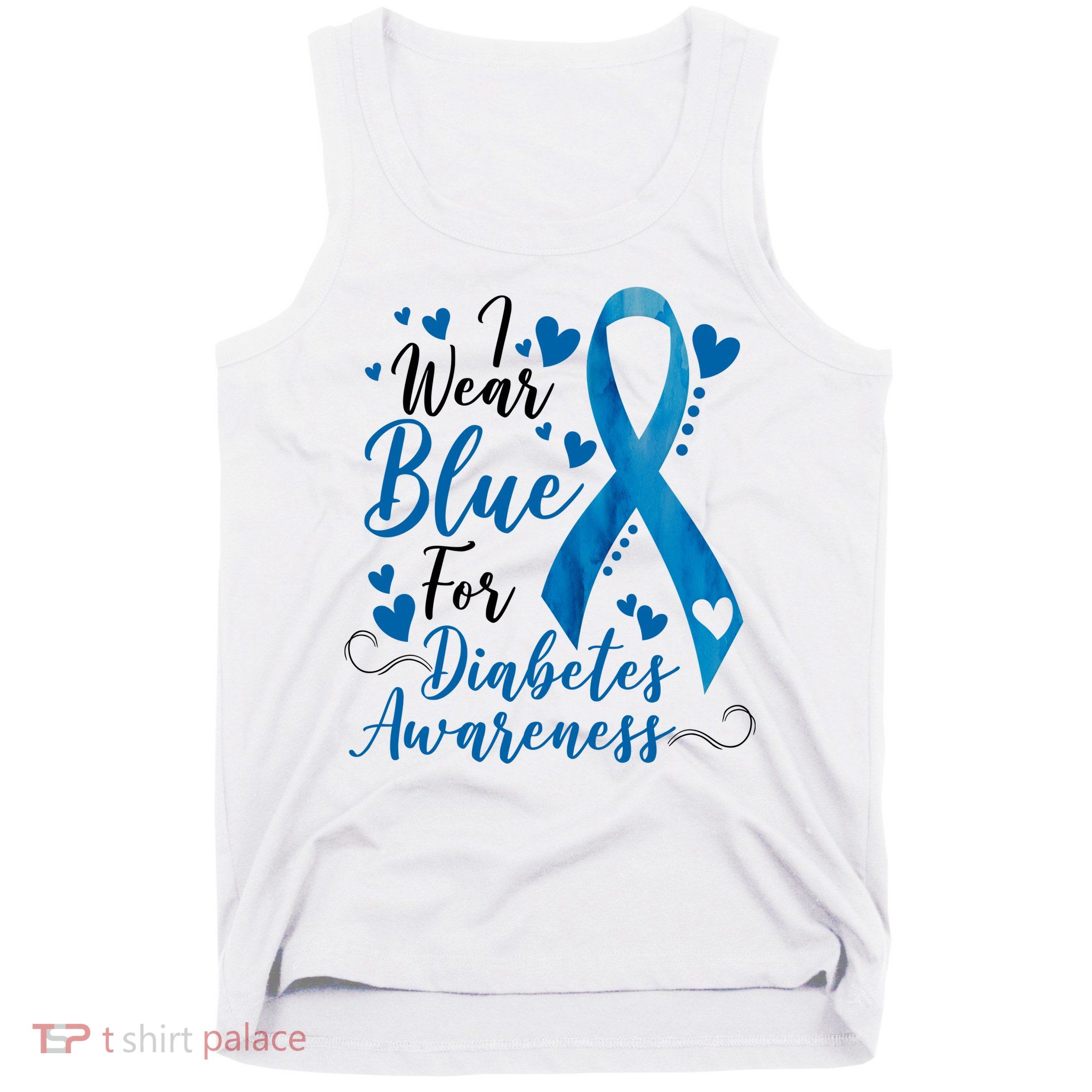I Wear Blue For Diabetes Ribbon Awareness Tank Top