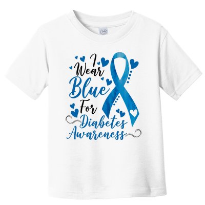 I Wear Blue For Diabetes Ribbon Awareness Toddler T-Shirt