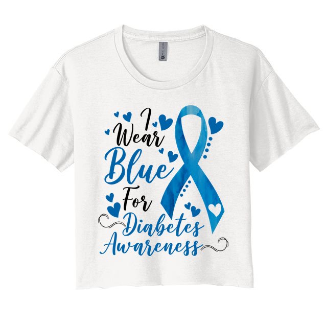 I Wear Blue For Diabetes Ribbon Awareness Crop Top