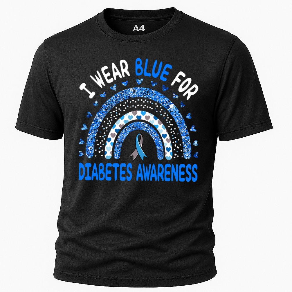 I Wear Blue For Diabetes Awareness Rainbow  Cooling Performance Crew T-Shirt