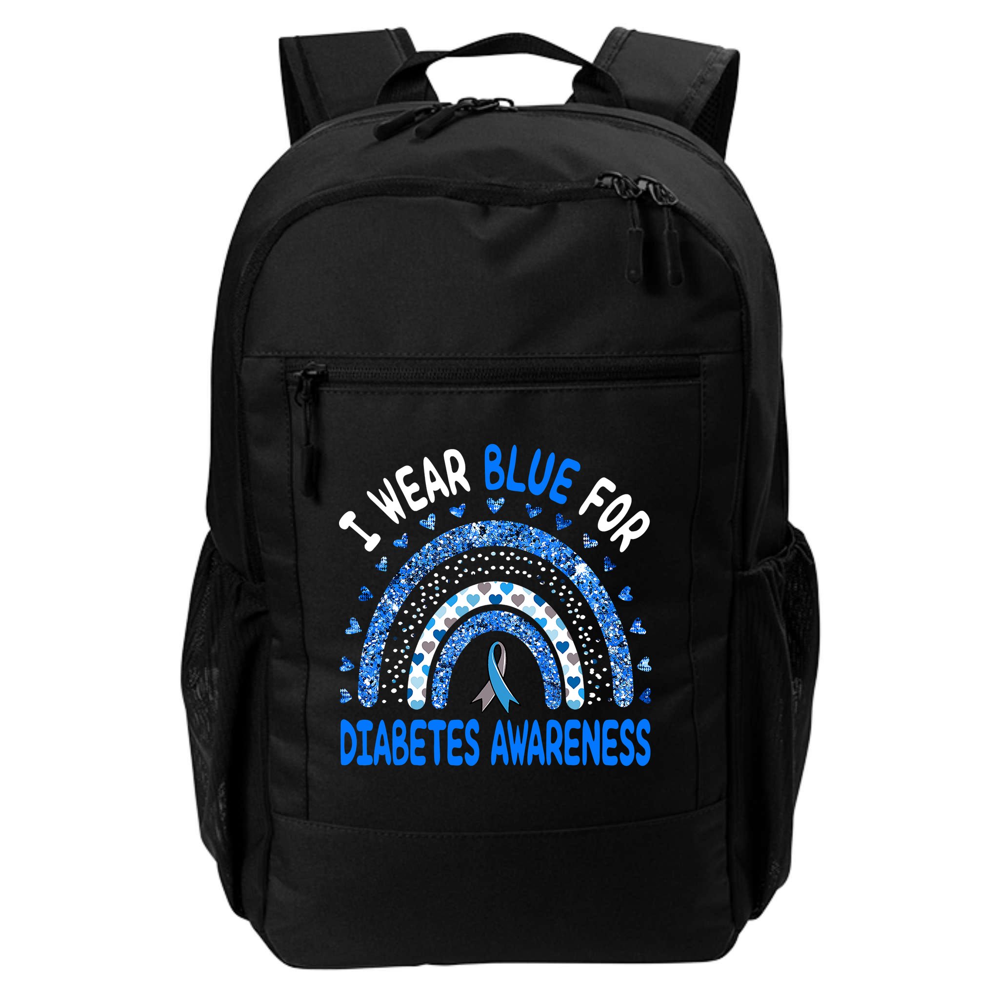 I Wear Blue For Diabetes Awareness Rainbow  Backpack