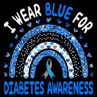 I Wear Blue For Diabetes Awareness Rainbow  Button