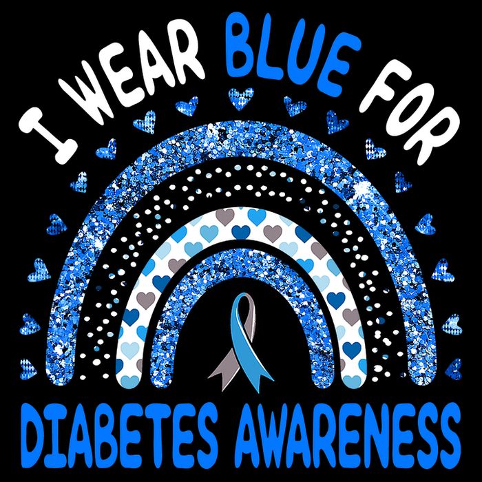 I Wear Blue For Diabetes Awareness Rainbow  Button
