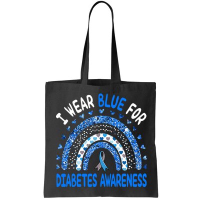 I Wear Blue For Diabetes Awareness Rainbow  Bag