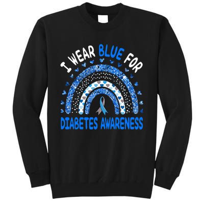 I Wear Blue For Diabetes Awareness Rainbow  Tall Sweatshirt