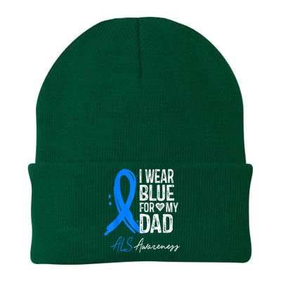 I Wear Blue For My Dad Shirt ALS Awareness Gift Tshirt Knit Cap Winter Beanie