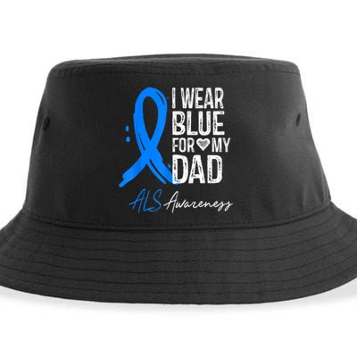 I Wear Blue For My Dad Shirt ALS Awareness Gift Tshirt Sustainable Bucket Hat