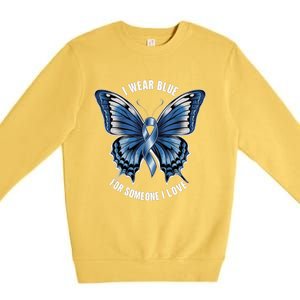 I Wear Blue For Juvenile Arthritis Awareness Butterfly Ribbo Gift Premium Crewneck Sweatshirt