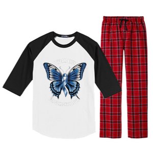 I Wear Blue For Juvenile Arthritis Awareness Butterfly Ribbo Gift Raglan Sleeve Pajama Set