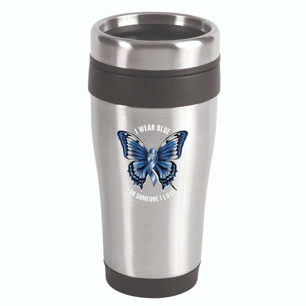 I Wear Blue For Juvenile Arthritis Awareness Butterfly Ribbo Gift 16oz Travel Tumbler