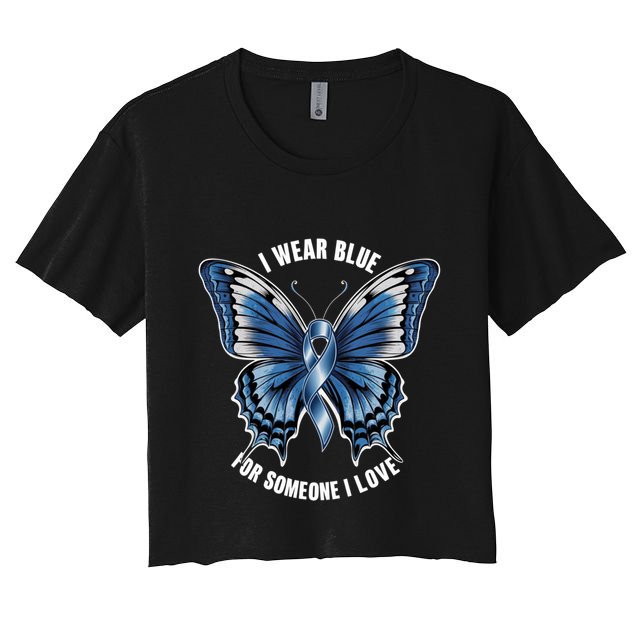 I Wear Blue For Juvenile Arthritis Awareness Butterfly Ribbo Gift Crop Top