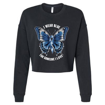 I Wear Blue For Juvenile Arthritis Awareness Butterfly Ribbo Gift Cropped Pullover Crew