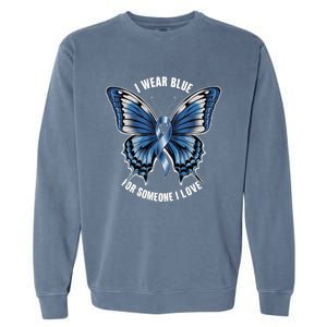 I Wear Blue For Juvenile Arthritis Awareness Butterfly Ribbo Gift Garment-Dyed Sweatshirt