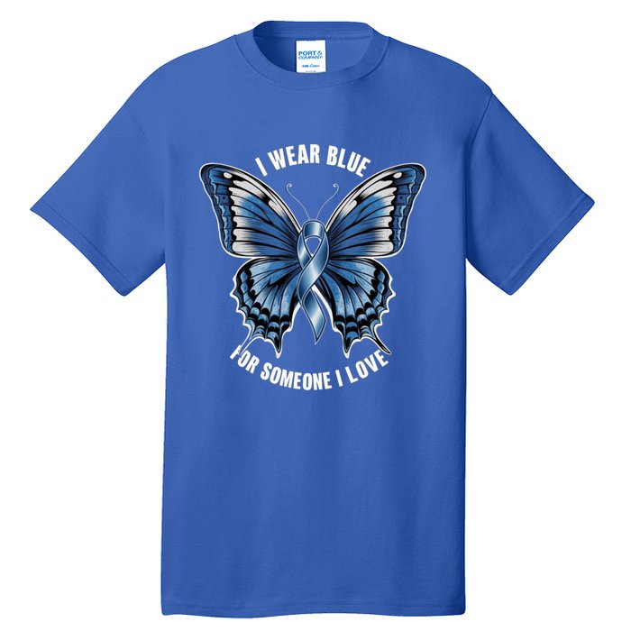 I Wear Blue For Juvenile Arthritis Awareness Butterfly Ribbo Gift Tall T-Shirt