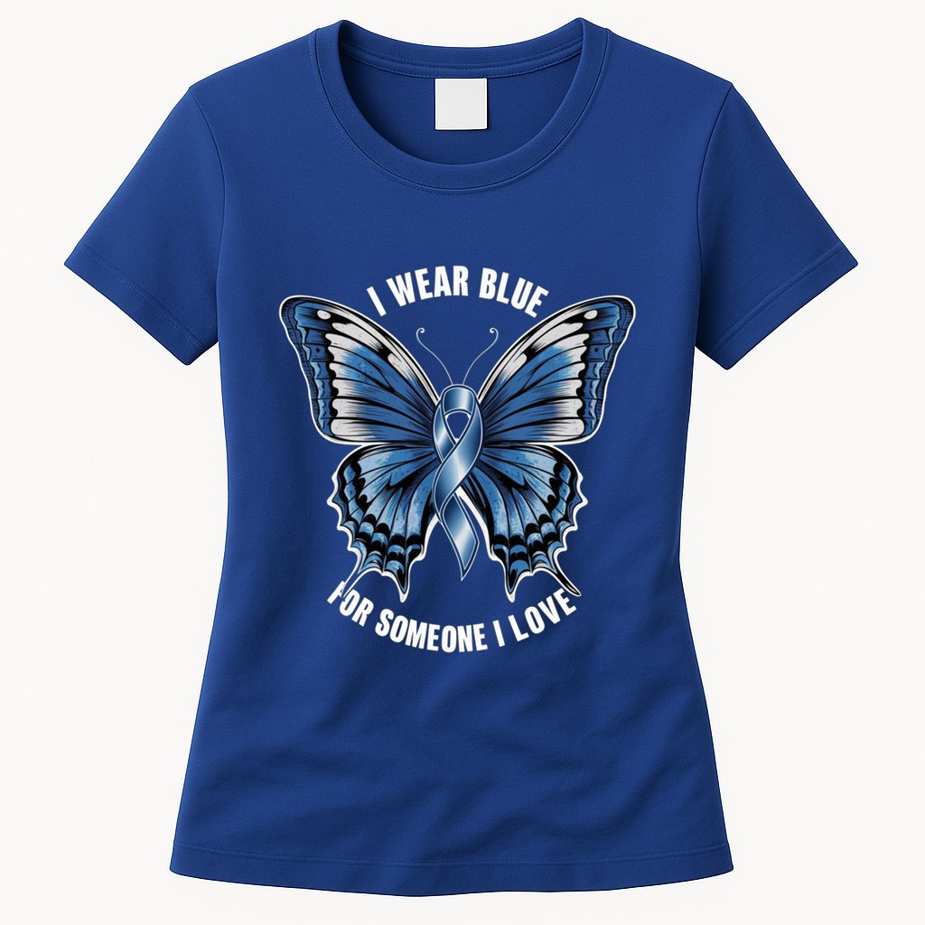 I Wear Blue For Juvenile Arthritis Awareness Butterfly Ribbo Gift Womens T-Shirt