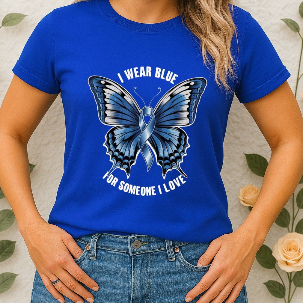 I Wear Blue For Juvenile Arthritis Awareness Butterfly Ribbo Gift Womens T-Shirt