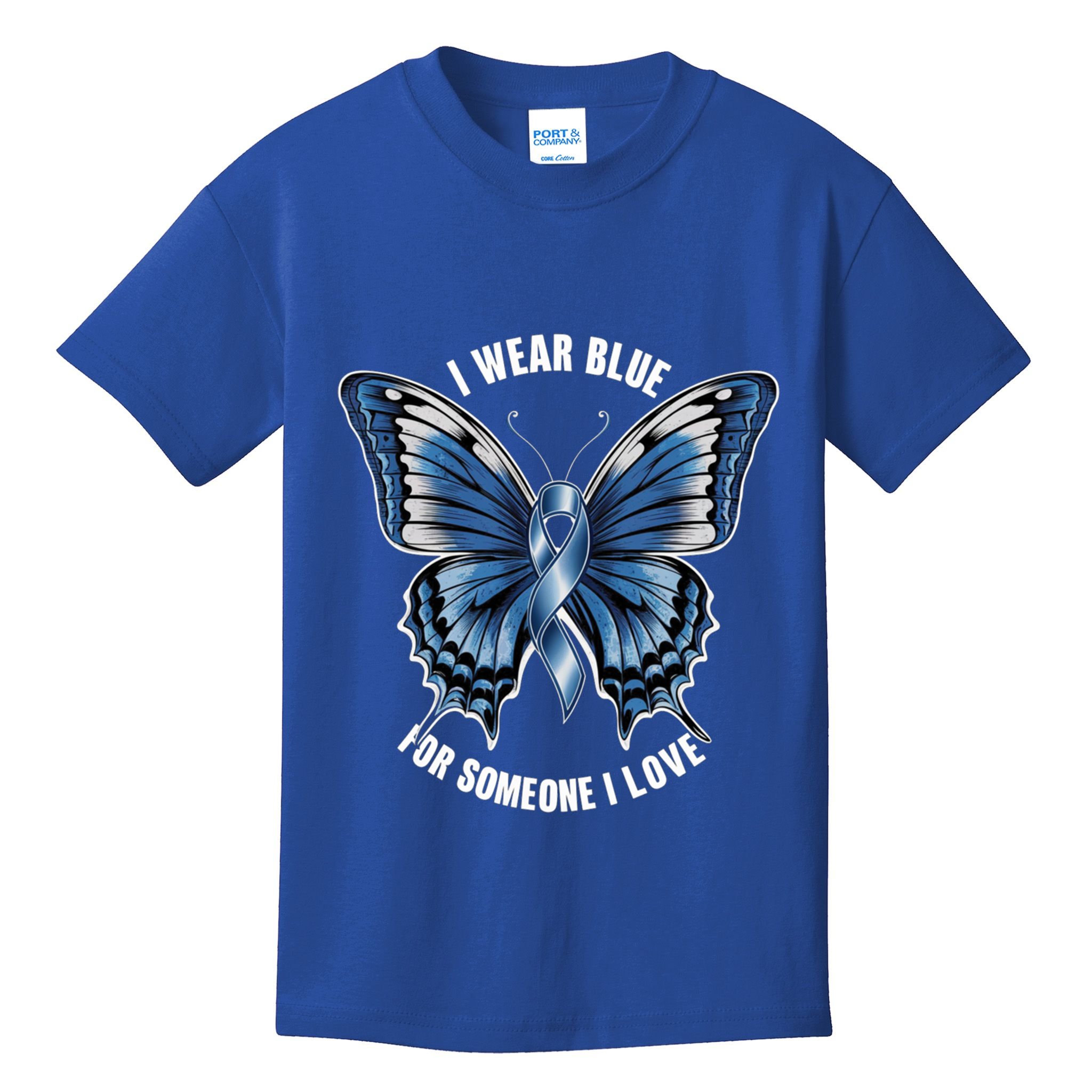 I Wear Blue For Juvenile Arthritis Awareness Butterfly Ribbo Gift Kids T-Shirt