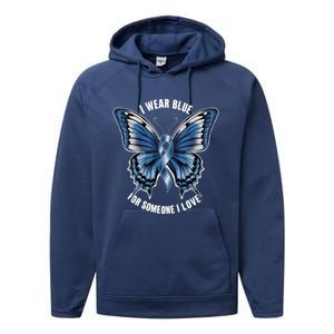 I Wear Blue For Juvenile Arthritis Awareness Butterfly Ribbo Gift Performance Fleece Hoodie