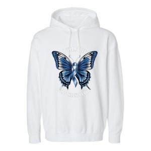 I Wear Blue For Juvenile Arthritis Awareness Butterfly Ribbo Gift Garment-Dyed Fleece Hoodie