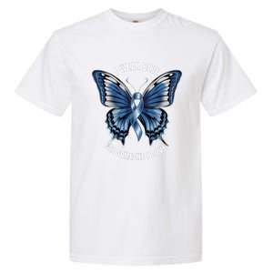 I Wear Blue For Juvenile Arthritis Awareness Butterfly Ribbo Gift Garment-Dyed Heavyweight T-Shirt