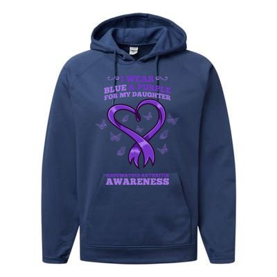 I Wear Blue Purple Daughter Rheumatoid Arthritis Awareness Gift Performance Fleece Hoodie