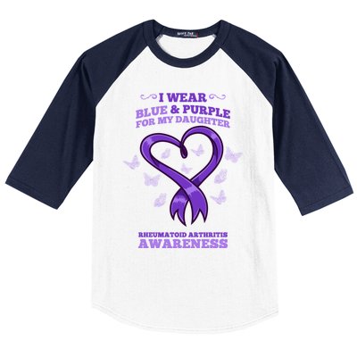 I Wear Blue Purple Daughter Rheumatoid Arthritis Awareness Gift Baseball Sleeve Shirt