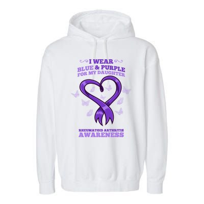 I Wear Blue Purple Daughter Rheumatoid Arthritis Awareness Gift Garment-Dyed Fleece Hoodie