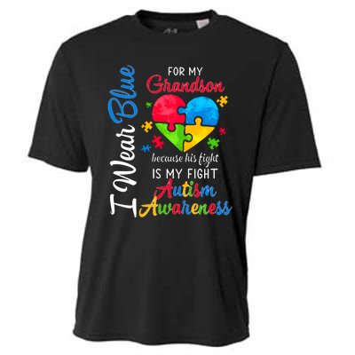 I Wear Blue For My Grandson Autism Awareness Cooling Performance Crew T-Shirt