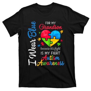 I Wear Blue For My Grandson Autism Awareness T-Shirt