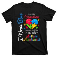 I Wear Blue For My Grandson Autism Awareness T-Shirt