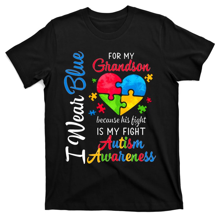 I Wear Blue For My Grandson Autism Awareness T-Shirt