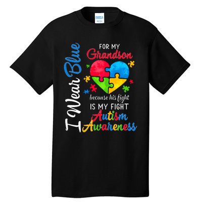 I Wear Blue For My Grandson Autism Awareness Tall T-Shirt