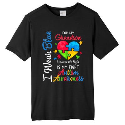 I Wear Blue For My Grandson Autism Awareness Tall Fusion ChromaSoft Performance T-Shirt