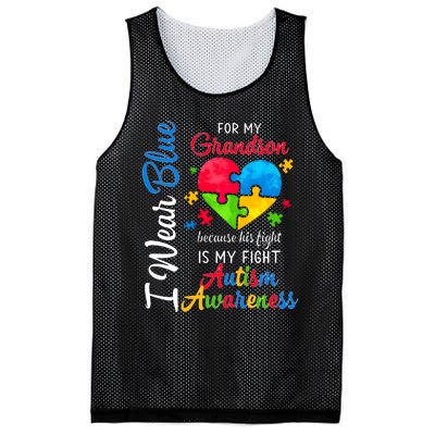 I Wear Blue For My Grandson Autism Awareness Mesh Reversible Basketball Jersey Tank