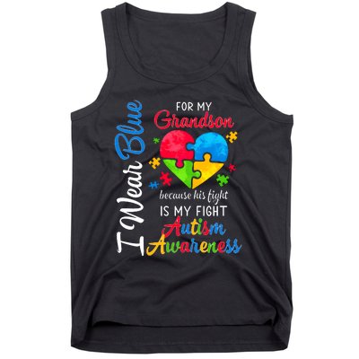 I Wear Blue For My Grandson Autism Awareness Tank Top