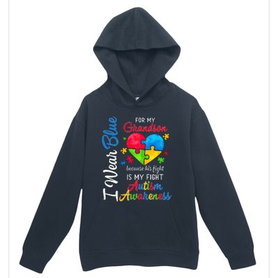 I Wear Blue For My Grandson Autism Awareness Urban Pullover Hoodie