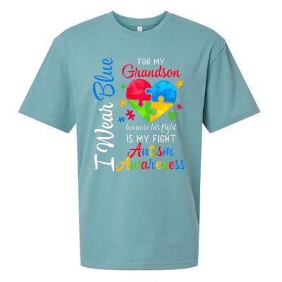 I Wear Blue For My Grandson Autism Awareness Sueded Cloud Jersey T-Shirt