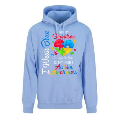 I Wear Blue For My Grandson Autism Awareness Unisex Surf Hoodie